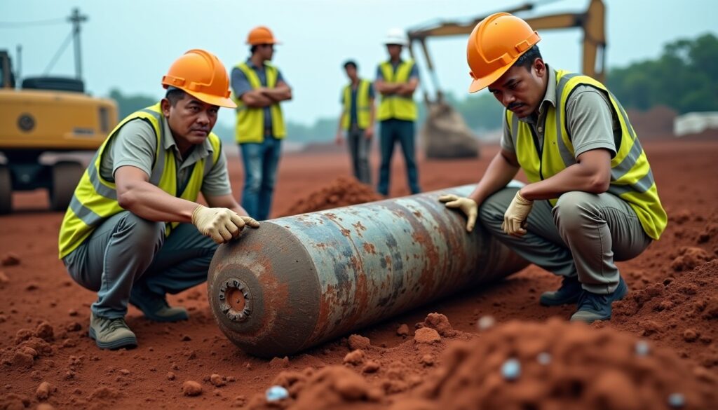 Découverte d'une bombe potentielle lors des travaux d'élargissement de la route ĐT.773 à Dong Nai : une menace sécuritaire en cours d'évaluation