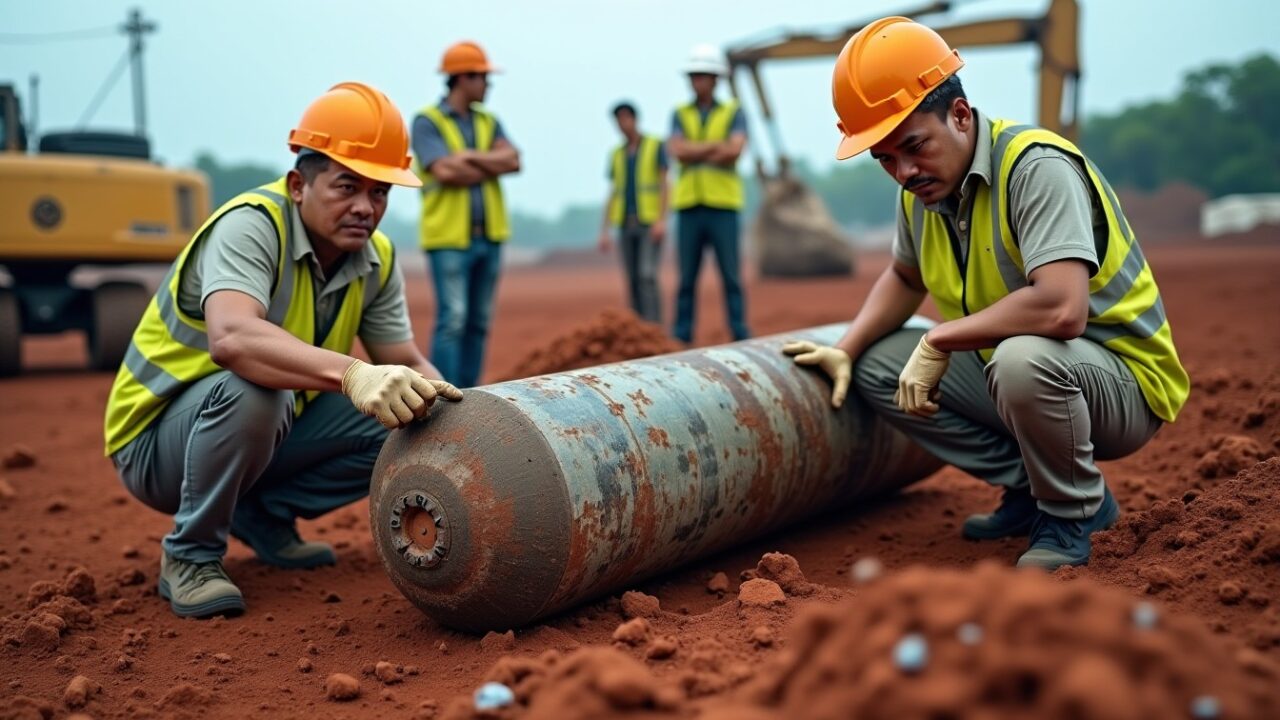 Découverte d&rsquo;une bombe potentielle lors des travaux d&rsquo;élargissement de la route ĐT.773 à Dong Nai : une menace sécuritaire en cours d&rsquo;évaluation