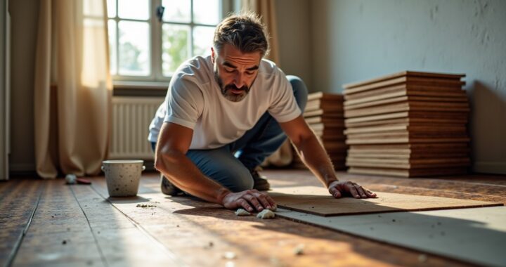 Comment combler un creux laissé par une rangée de carrelage manquante avant la pose du parquet